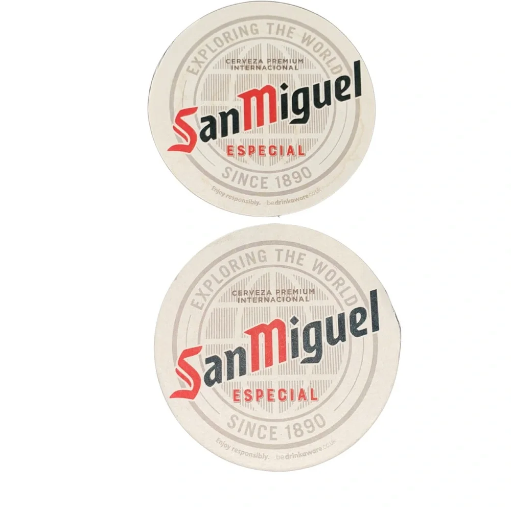 San Miguel Especial Beer Coasters Set of 2 Vintage Style Bar Pub Mats